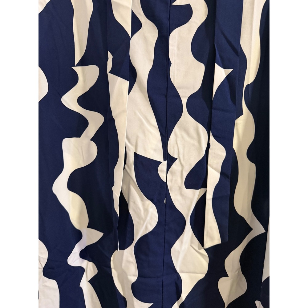 SHEIN Curve 4XL Navy Blue White Abstract Wave Tie Neck Sleeveless Shift Dress - Picture 2 of 7
